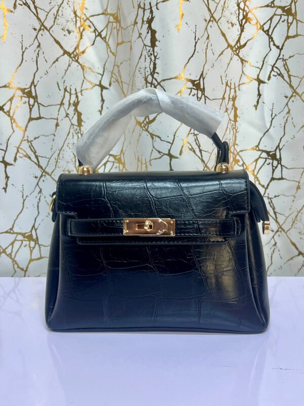 Luxury Croc-Embossed Top Handle Satchel Bag with Gold Lock