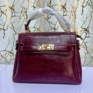 Luxury Croc-Embossed Top Handle Satchel Bag with Gold Lock