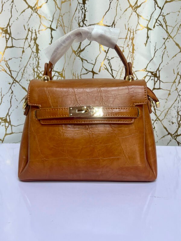 Luxury Croc-Embossed Top Handle Satchel Bag with Gold Lock